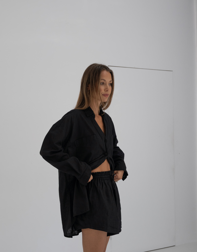 The Flo Shirt / Black (100% Linen)