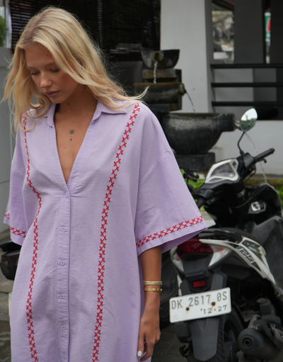 The Mimi Shirt Dress - Lilac