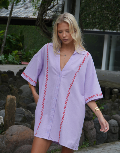 The Mimi Shirt Dress - Lilac