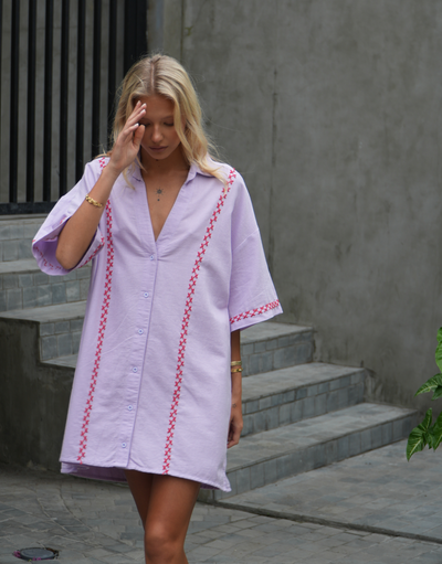 The Mimi Shirt Dress - Lilac