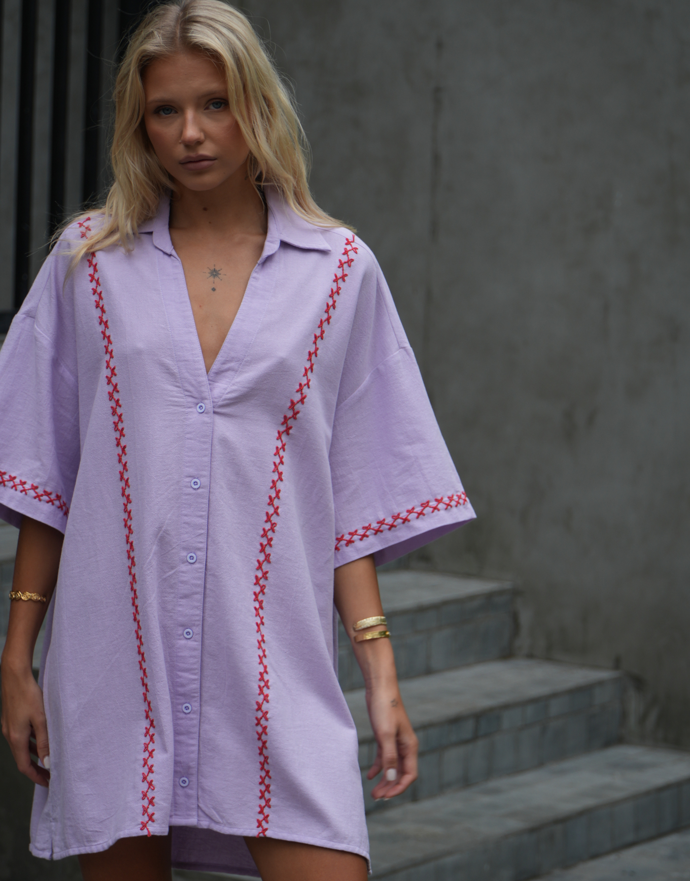 The Mimi Shirt Dress - Lilac
