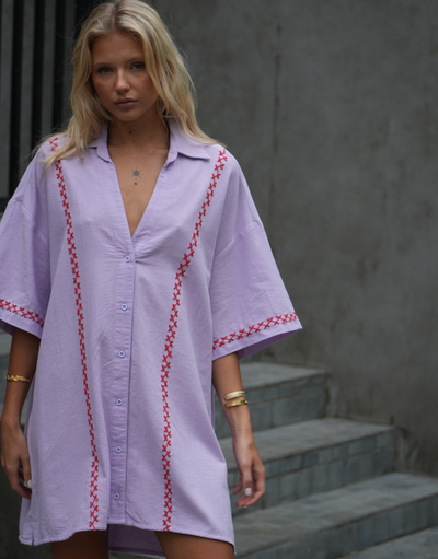 The Mimi Shirt Dress - Lilac