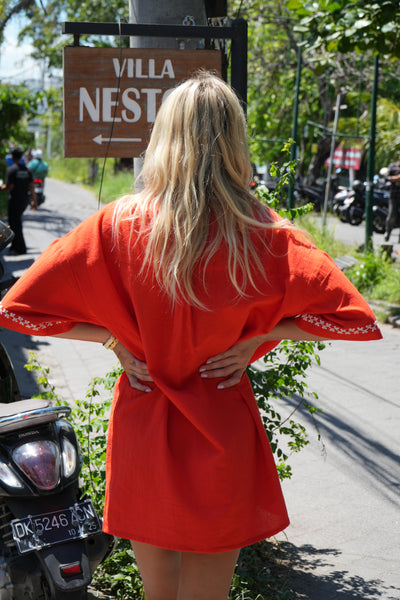 The Mimi Shirt Dress - Red