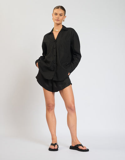 The Flo Shirt / Black (100% Linen)