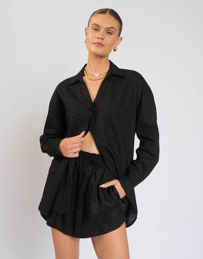 The Flo Shirt / Black (100% Linen)