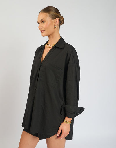 The Flo Shirt / Black (100% Linen)