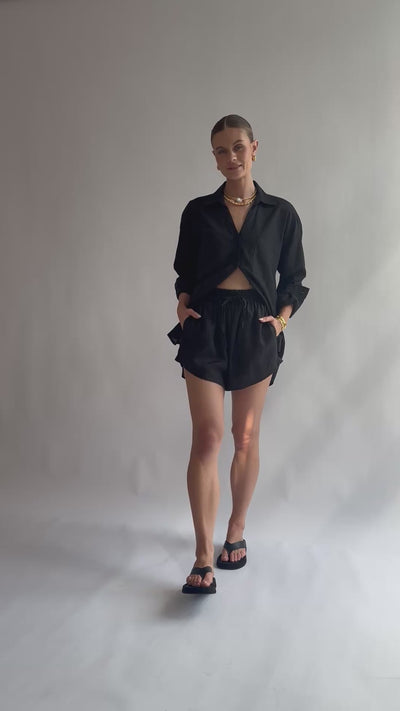 The Flo Shirt / Black (100% Linen)